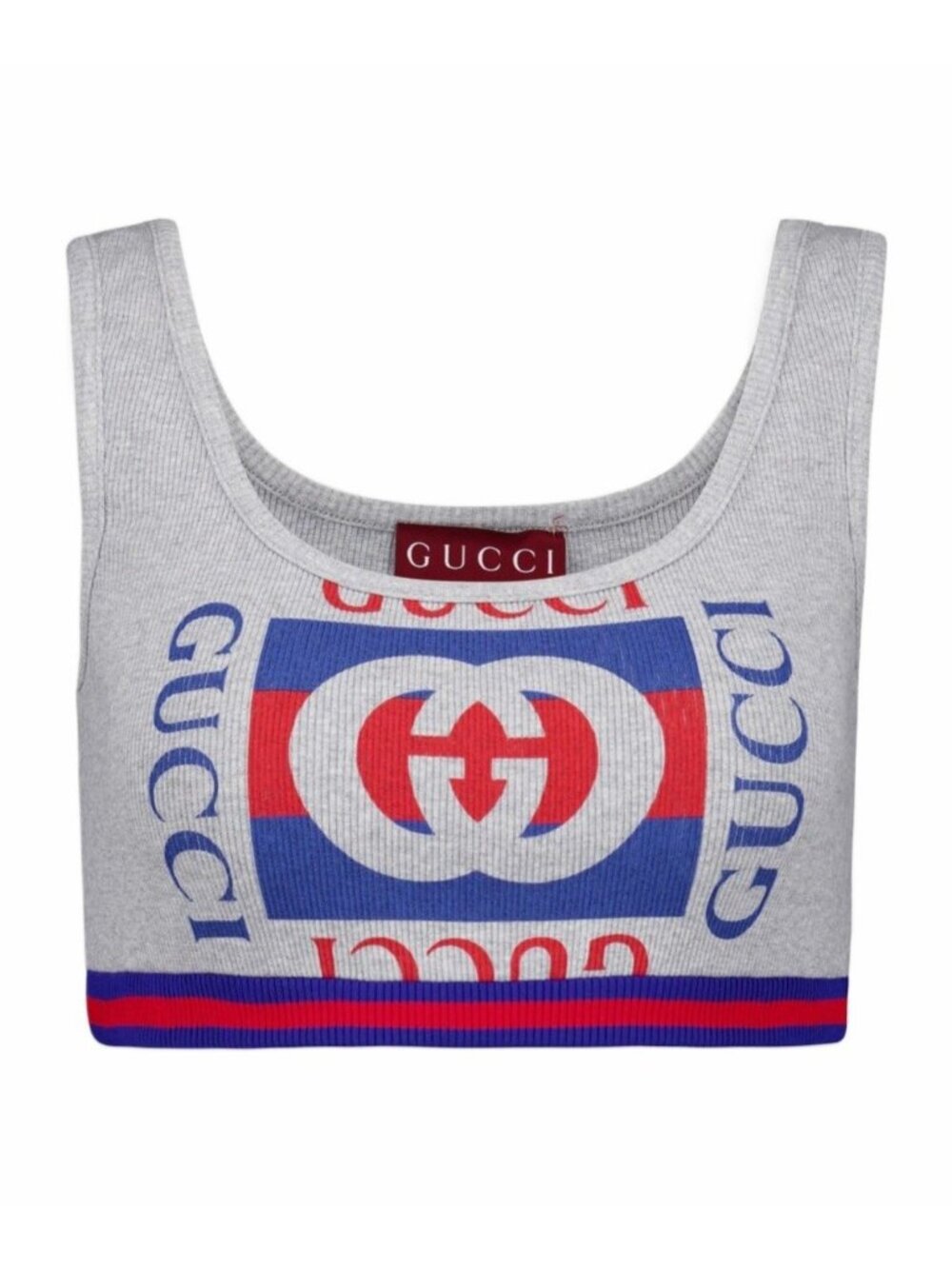 NWT Gucci Interlocking G-print Crop Top Grey Sz L 100% Authentic